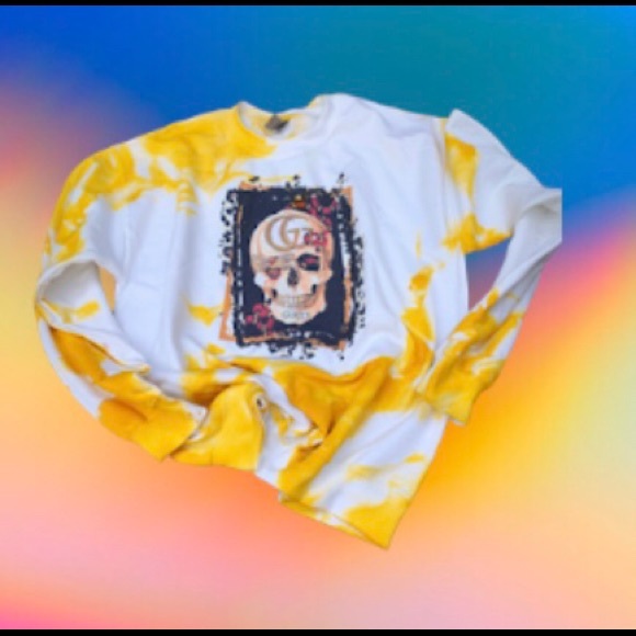 Yellow Tie-dyed Sweatshirt Pullover Soft 1 Of A Kind ❌PRICE FIRM - Picture 4 of 13